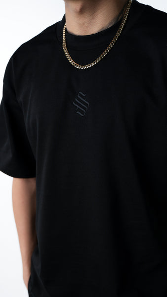 Manifest Black Embroidered Logo T-shirt